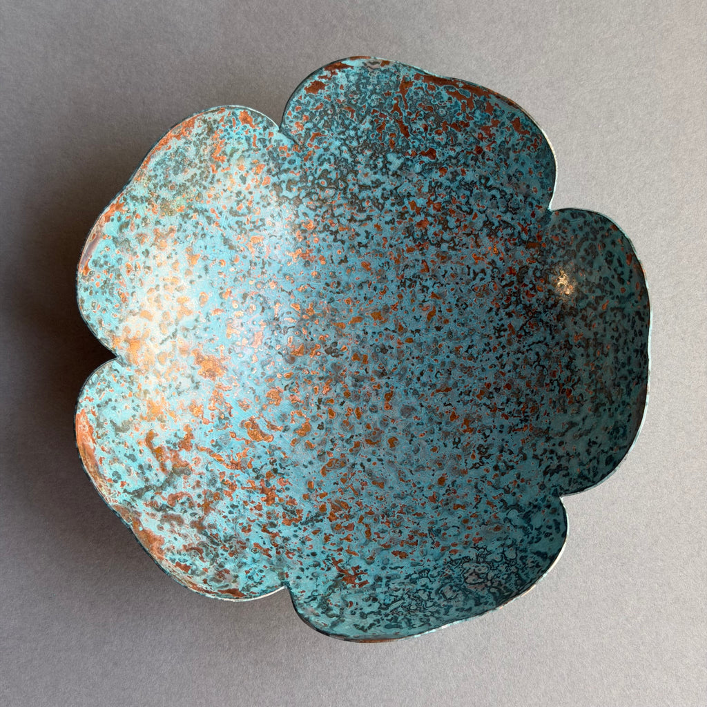 Patinated Copper Petal Dish - 10.5cm