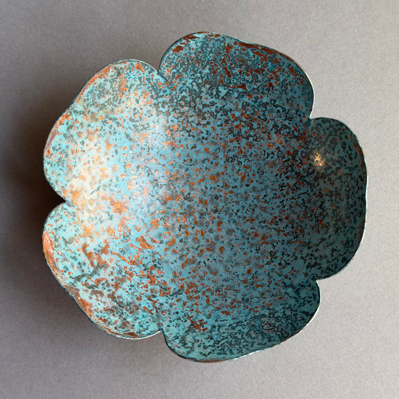 Patinated Copper Petal Dish - 10.5cm