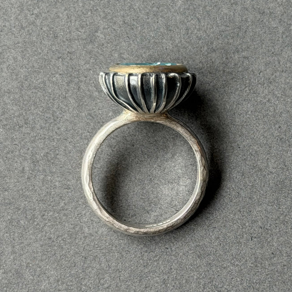 Ring - 12mm - Silver, Gold & Sky Blue Topaz