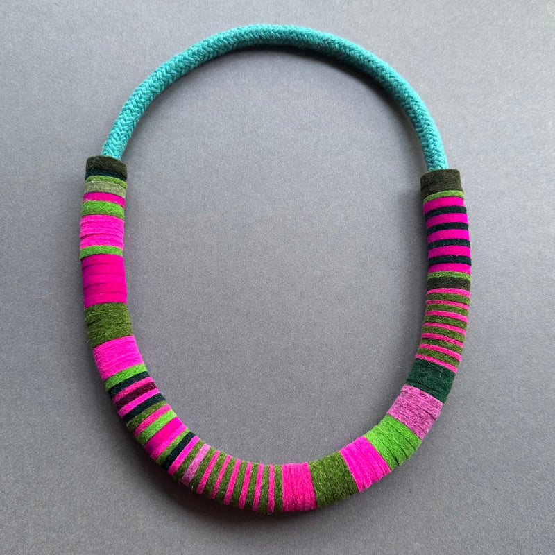 Colour Block Necklace 'Pink & Green'
