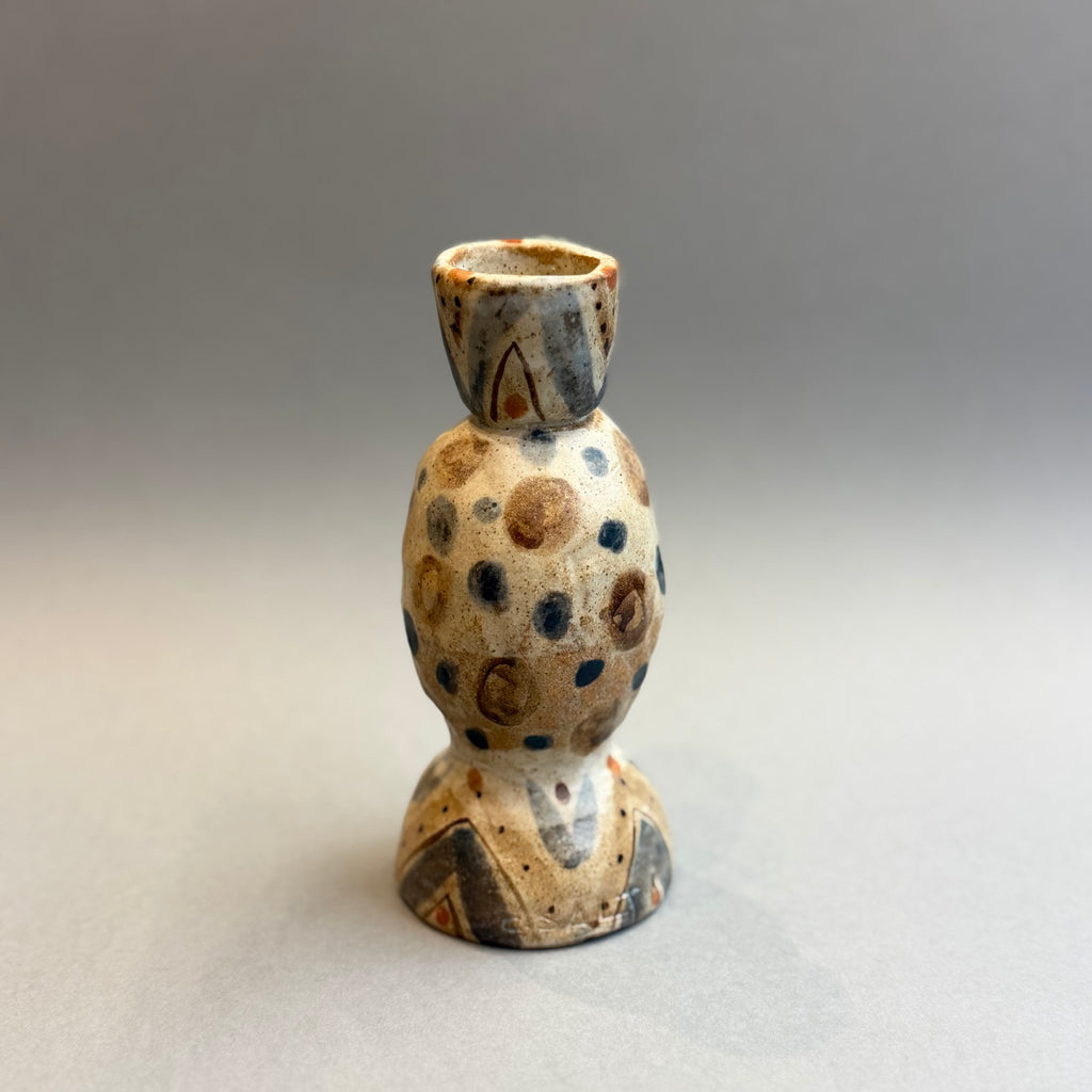 Stoneware Owl - Candle Holder - Tall #B