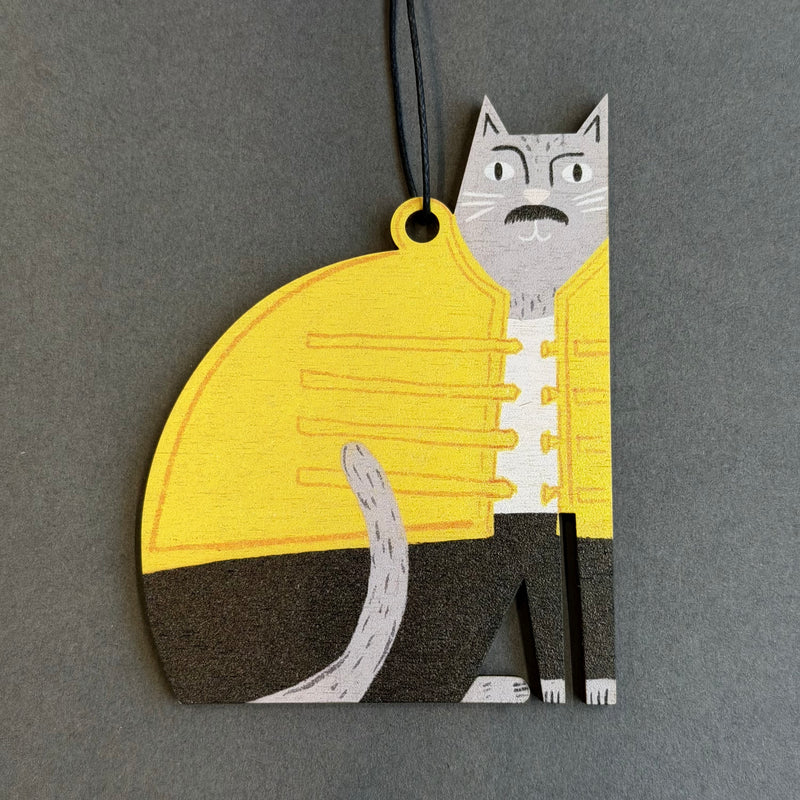 Wooden Cat Decoration - Musician - Freddie Meowcury