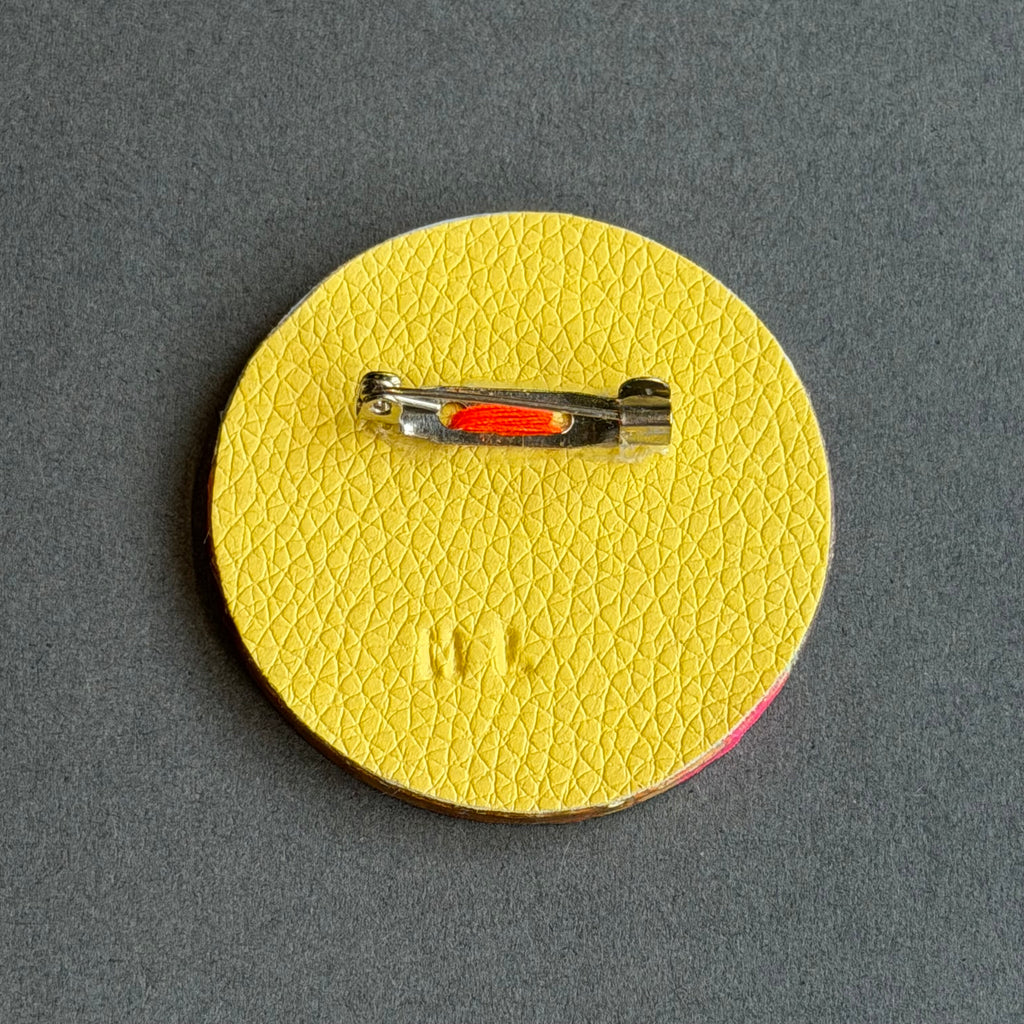Hand-Painted Landscape Brooch - Round