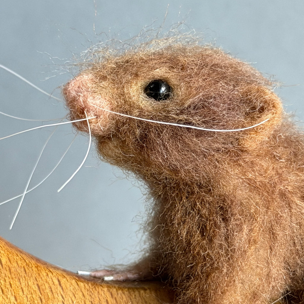 Needle Felted Mouse ‘Purdy’ on a Vintage Paintbrush
