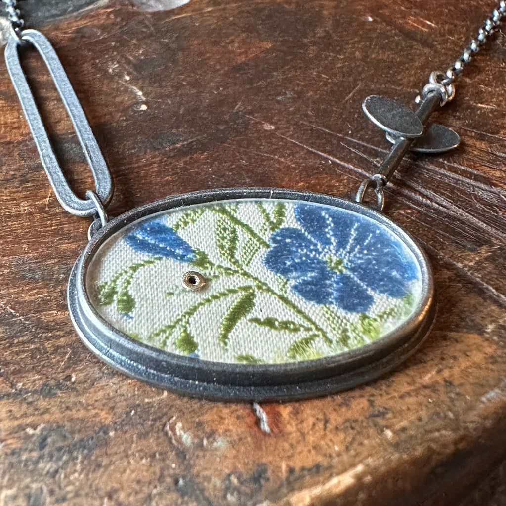 Silk Oval, Lozenge + Overlapping Ovals Necklace  [Kensita Flax]