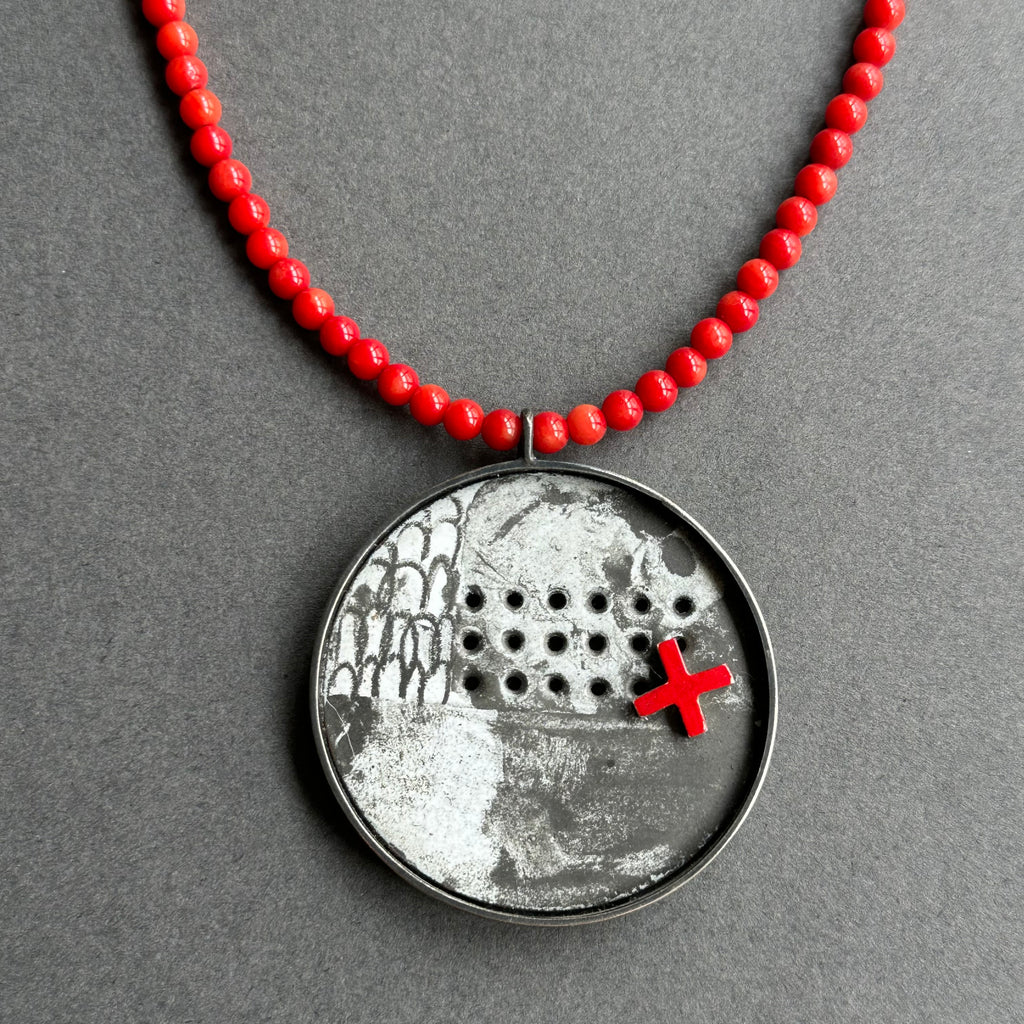 Pendant - Inlaid with Beaded Necklace