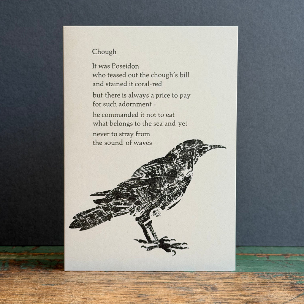 Letterpress Bird G/Card - Chough