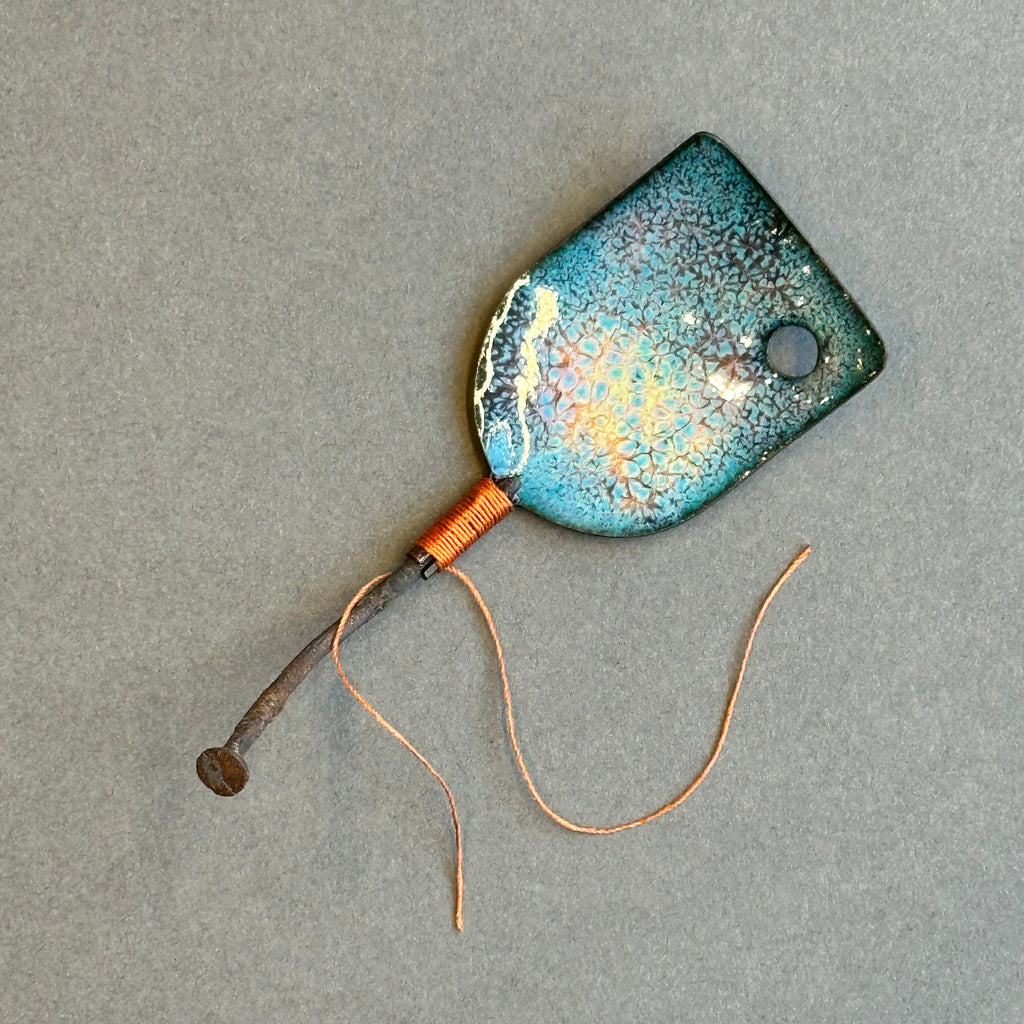 Decorative Enamel Spoon 'Bent Rusty Bolt’