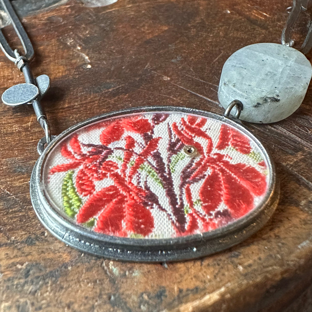 Large Silk Oval, Oval + Stick, .Lozenges + Stone Necklace [Kensita Lobelia]