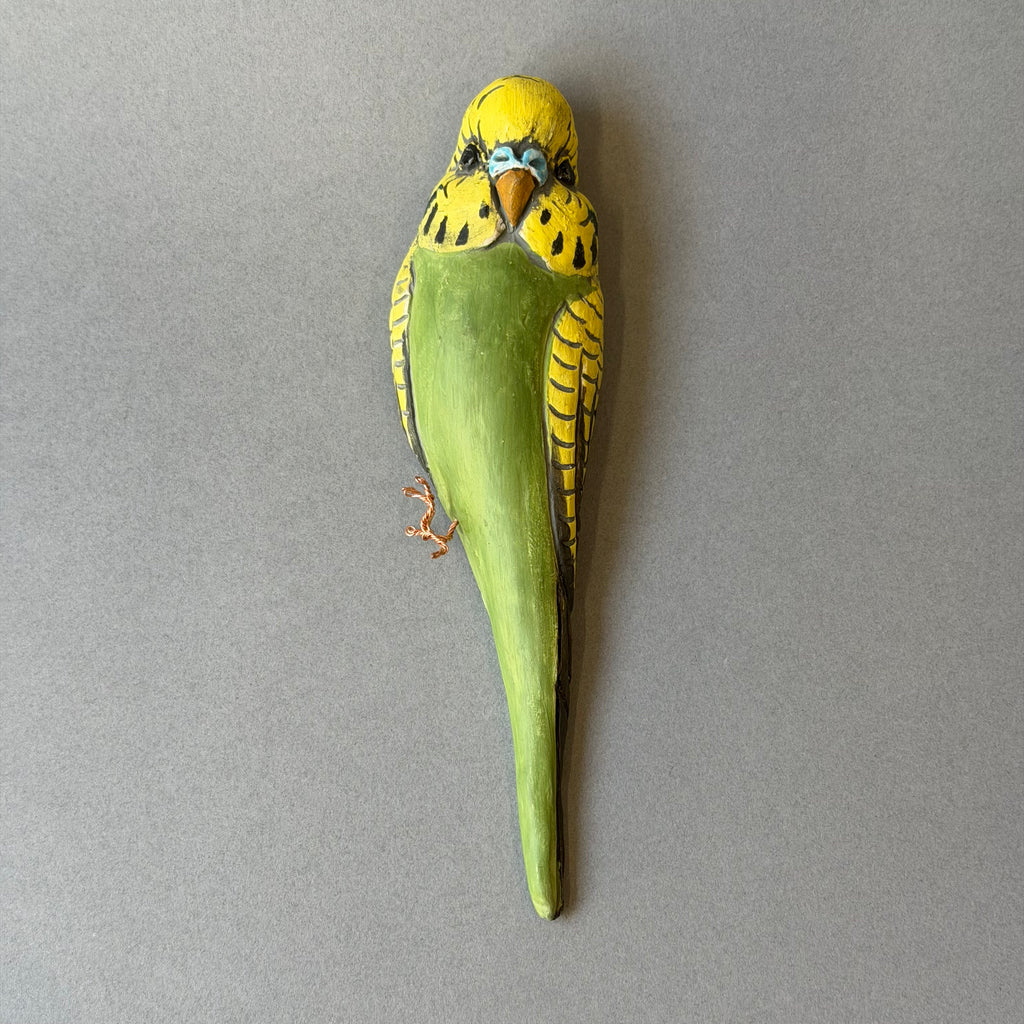 Ceramic Budgie - Single Wall Piece - Front Facing