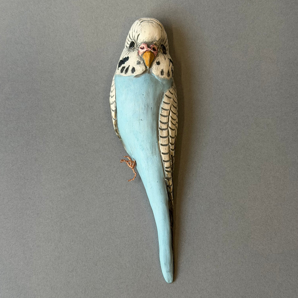 Ceramic Budgie - Single Wall Piece - Front Facing