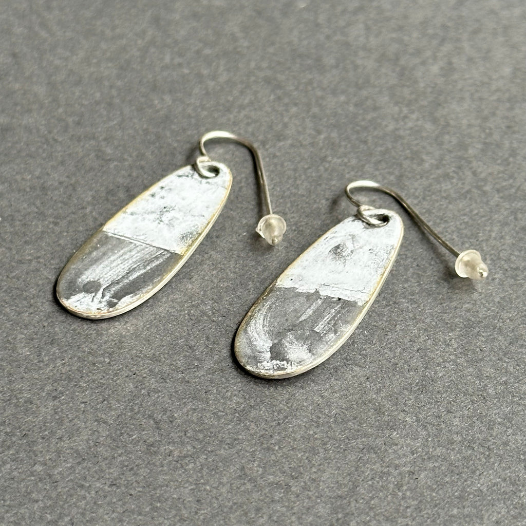 Earrings Long Oval Enamel Drops #B