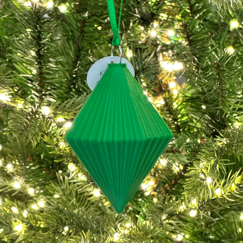 3D Printed Bauble - Emerald - Diamond