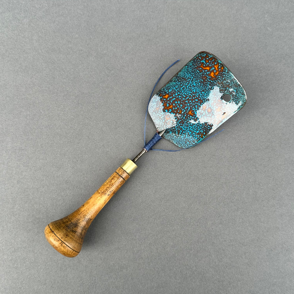 Decorative Enamel Spoon 'Wood & Brass Bradawl’