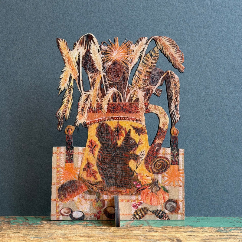 Wooden Keepsake with Greeting Card - Autumn Jug