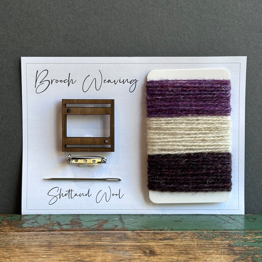 Brooch Weaving Kit - Square - Shetland Wool - Purples