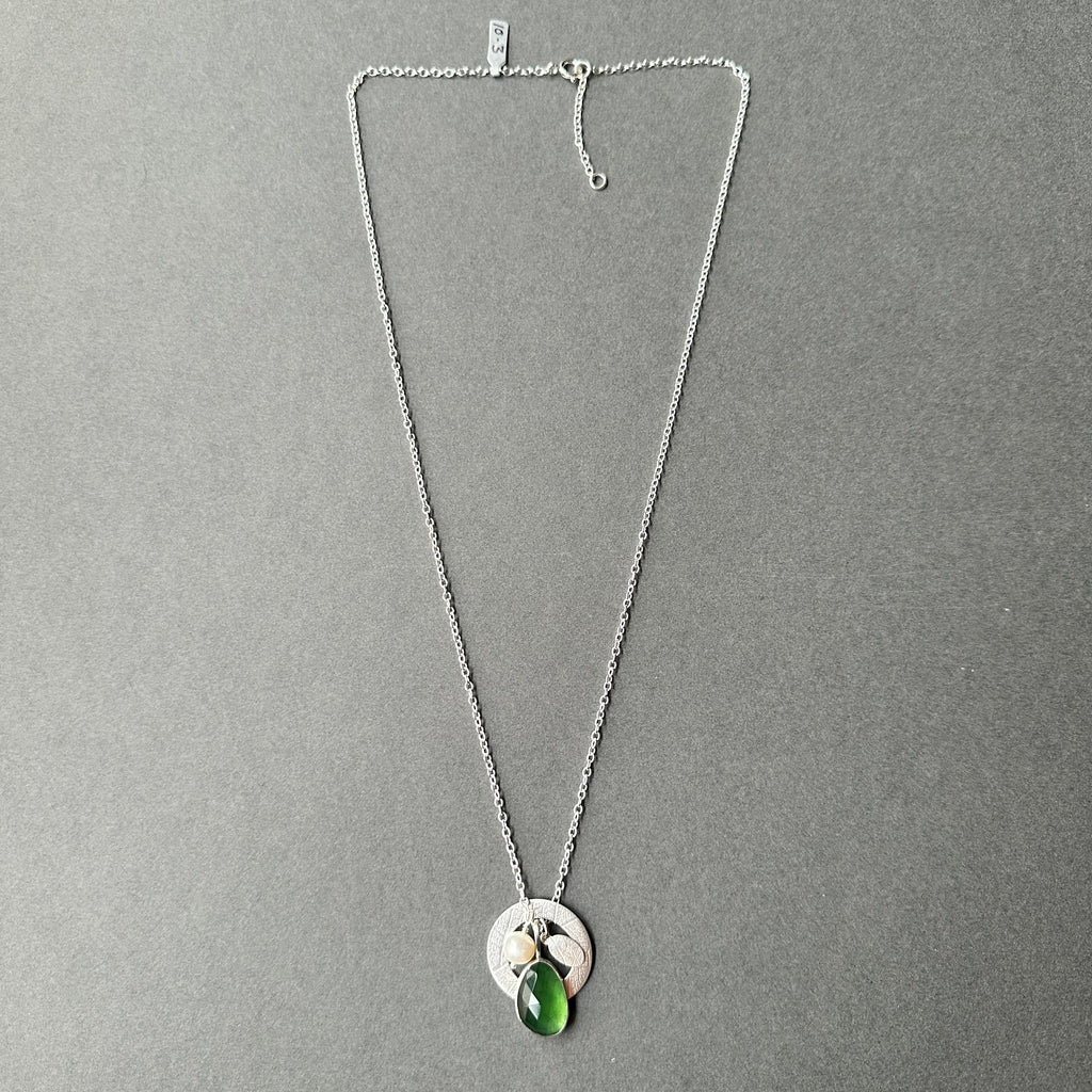 Leaf Charm Cluster Necklace with Serpentine