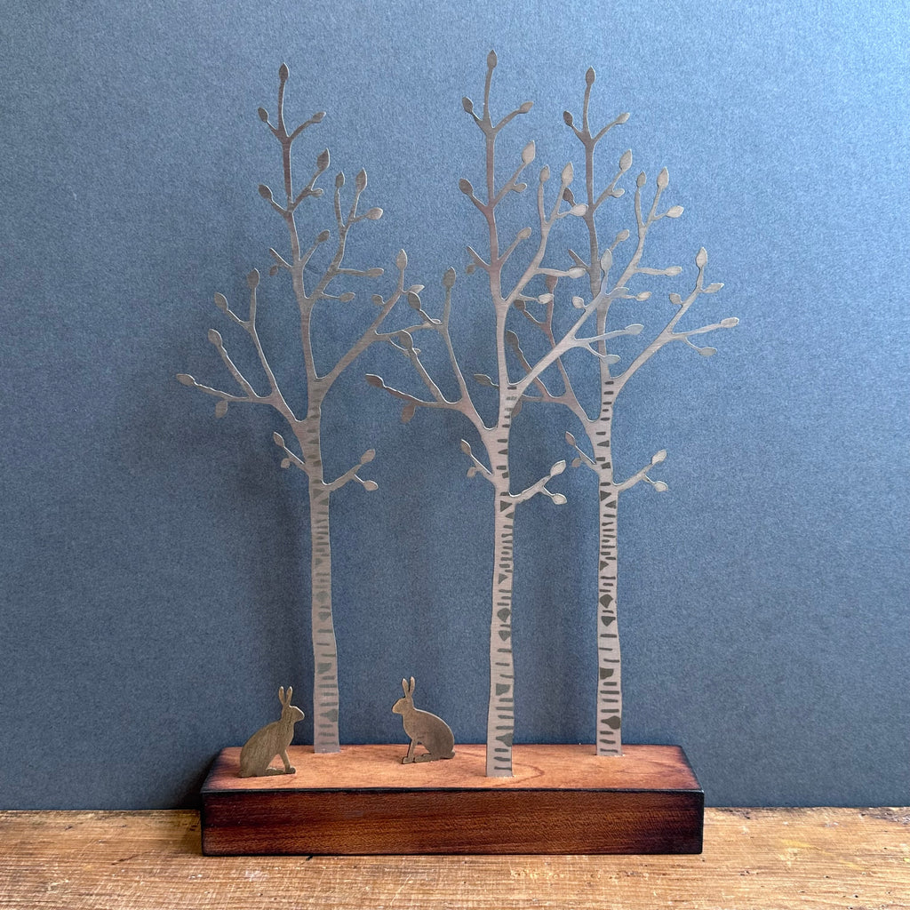 Sculpture -  Silver Birch with Hares