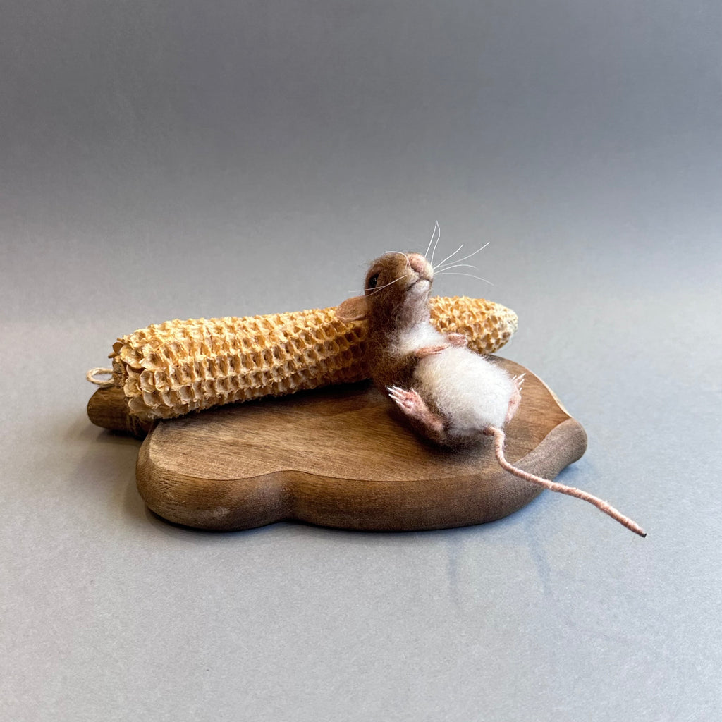 Needle Felted Mouse ‘Old Mr Abernathy & his Eaten Corn Cob’