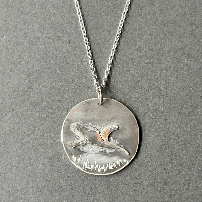 Sterling Silver Pendant - Curlew in Flight