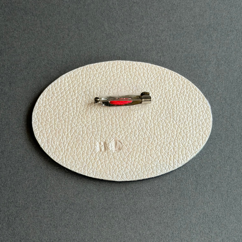 Hand-Painted Landscape Brooch - Oval