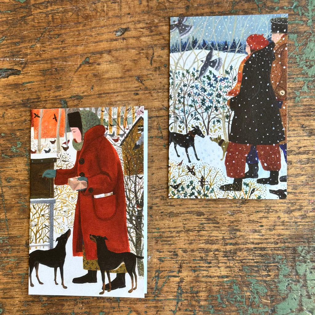 Note Pack - Set of 10 - Dee Nickerson - Winter Walks With Dogs & Collecting the Post