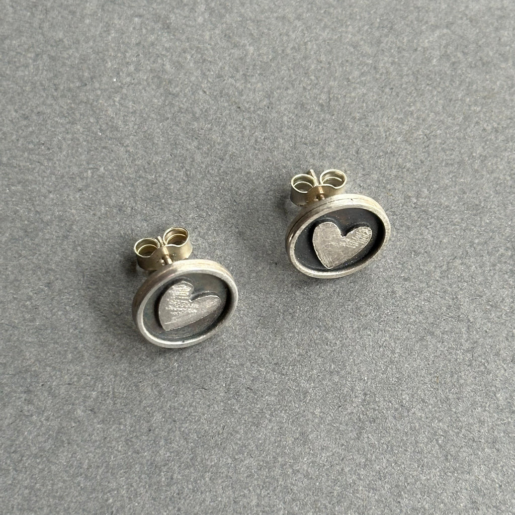 Earrings Silver Heart Studs