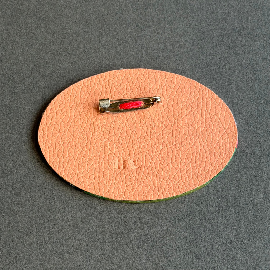 Hand-Painted Landscape Brooch - Oval