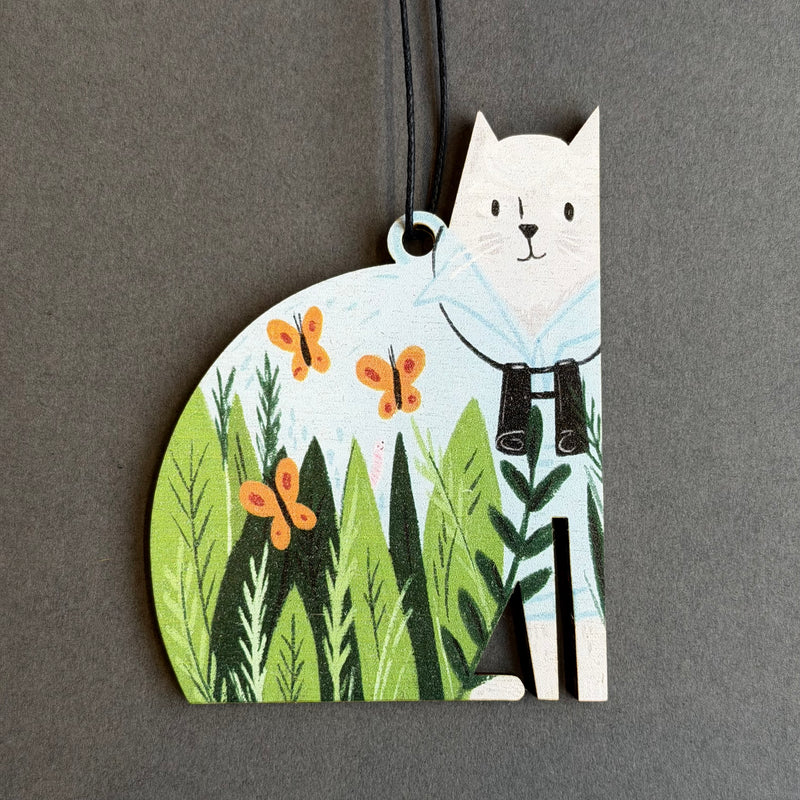 Wooden Cat Decoration - Naturalist - David Cattenborough