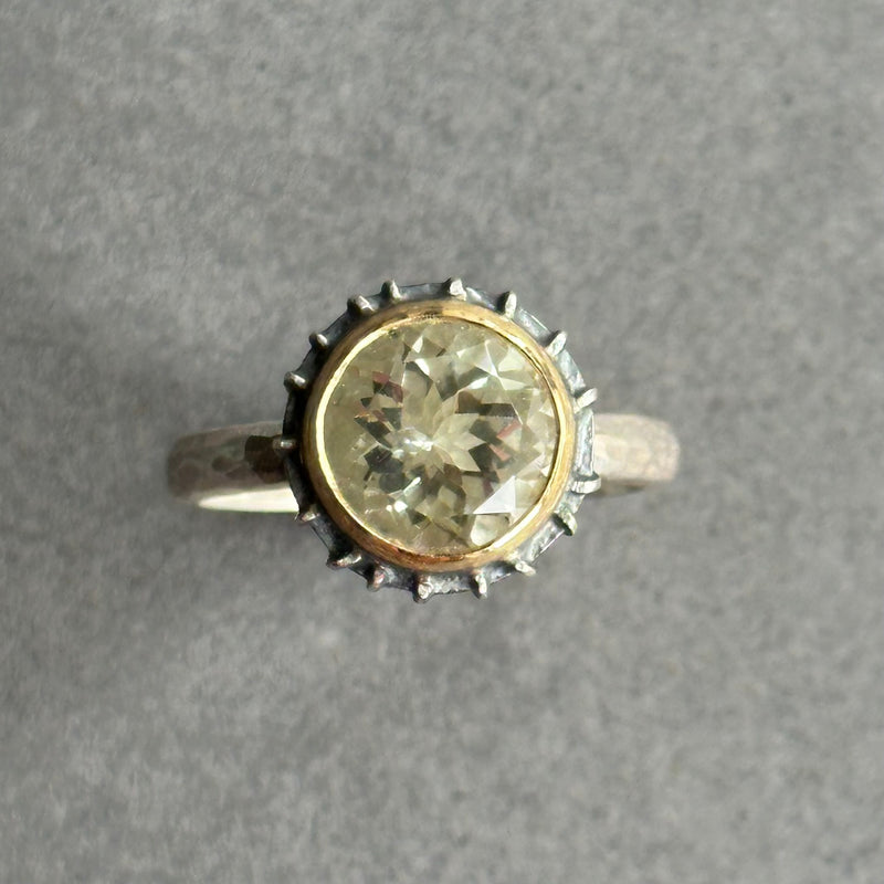 Ring - Silver, Gold & Green Amethyst