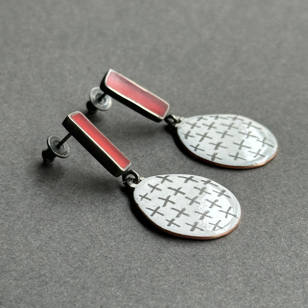 Earrings - Resin Studs with Enamel Drop