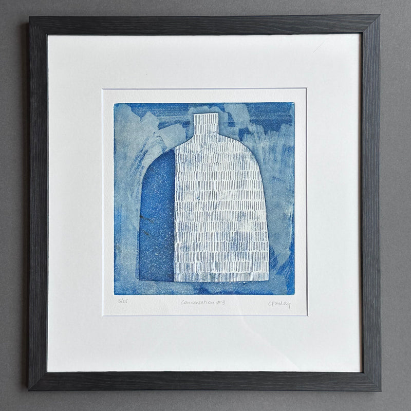 Etching - Conversation #3 - Blue - Framed