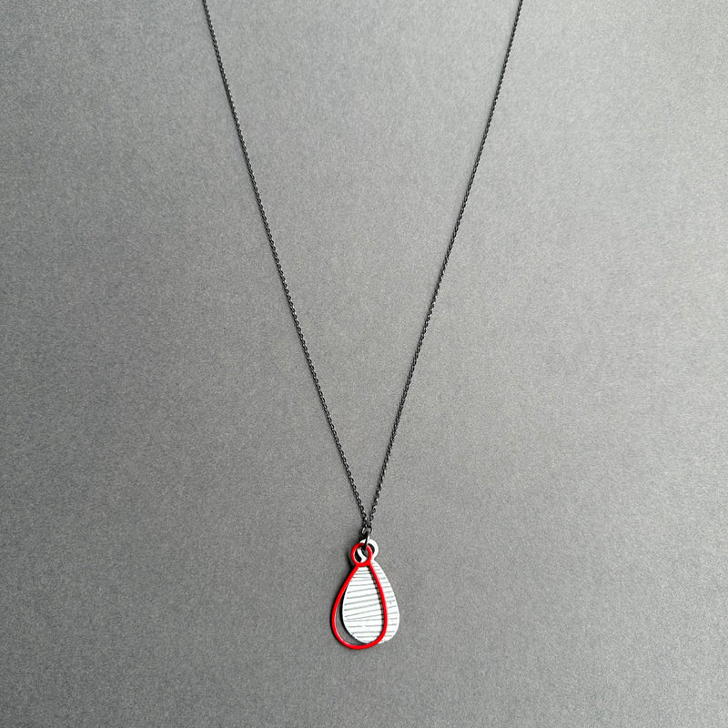 Pendant - Layered Teardrop - Stripy Enamel - Long