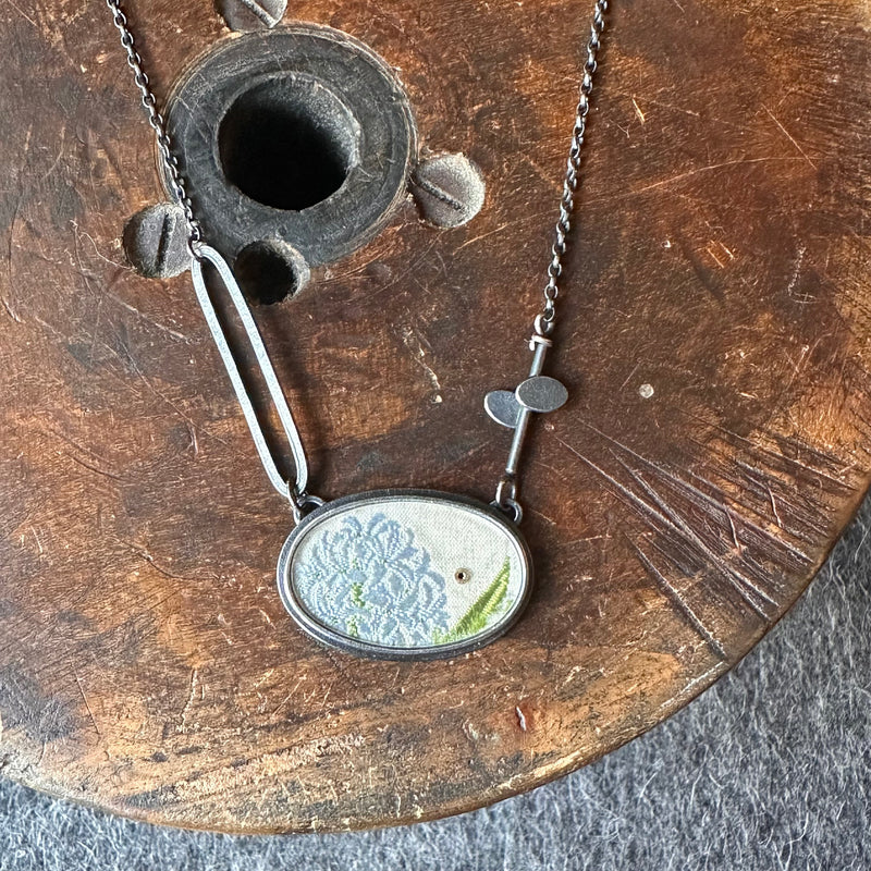 Silk Oval, Lozenge + Overlapping Ovals Necklace  [Kensita Hyacinth]