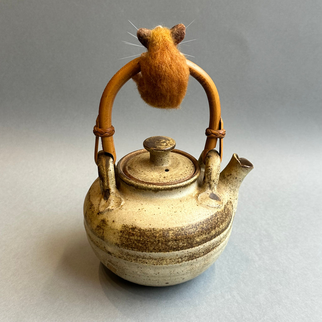 Needle Felted Mouse ‘Chestnut’ on a Vintage Teapot