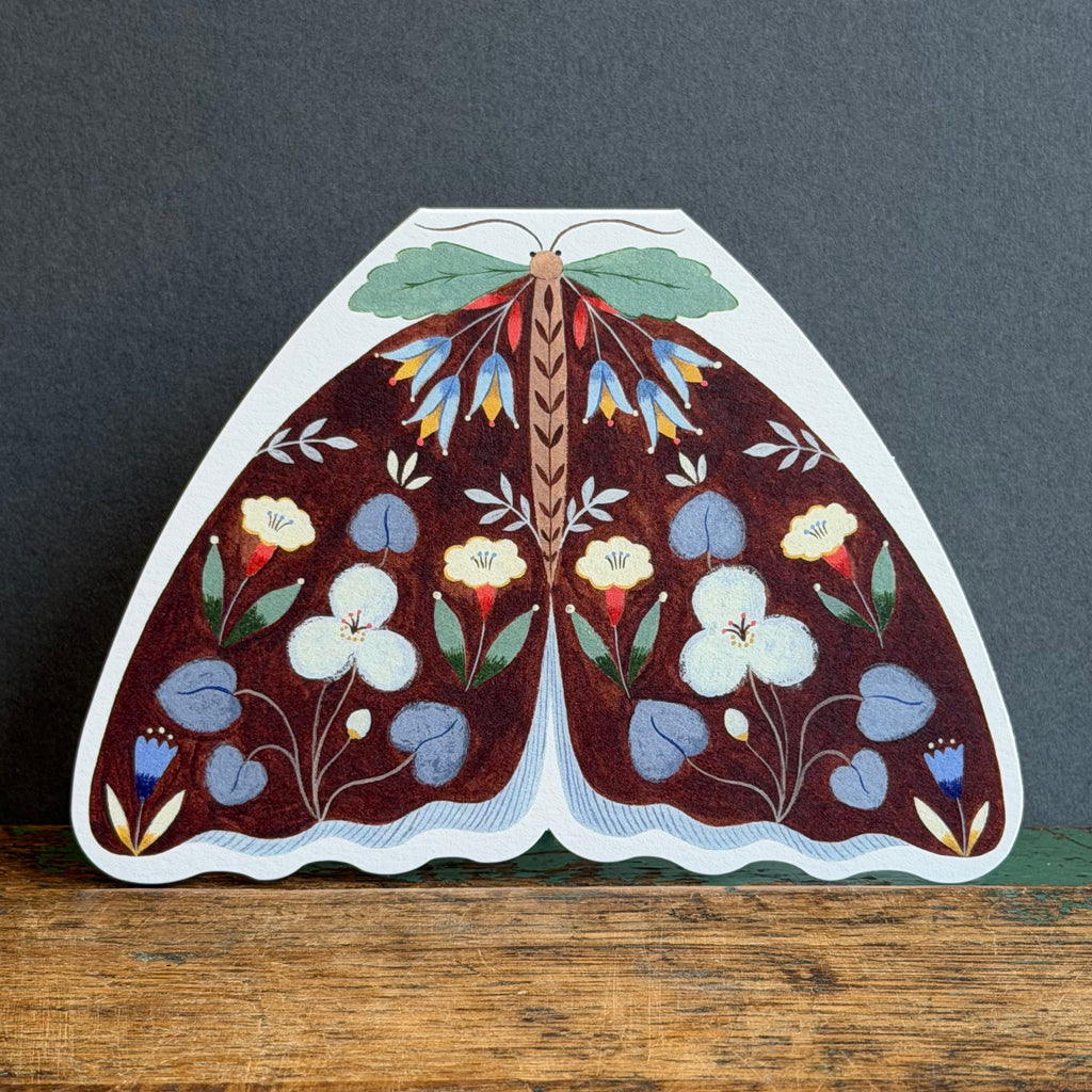 G/Card - Floral Moth Shaped Card - Brown