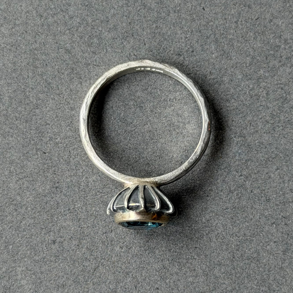 Ring - 8mm - Silver, Gold & London Blue Topaz