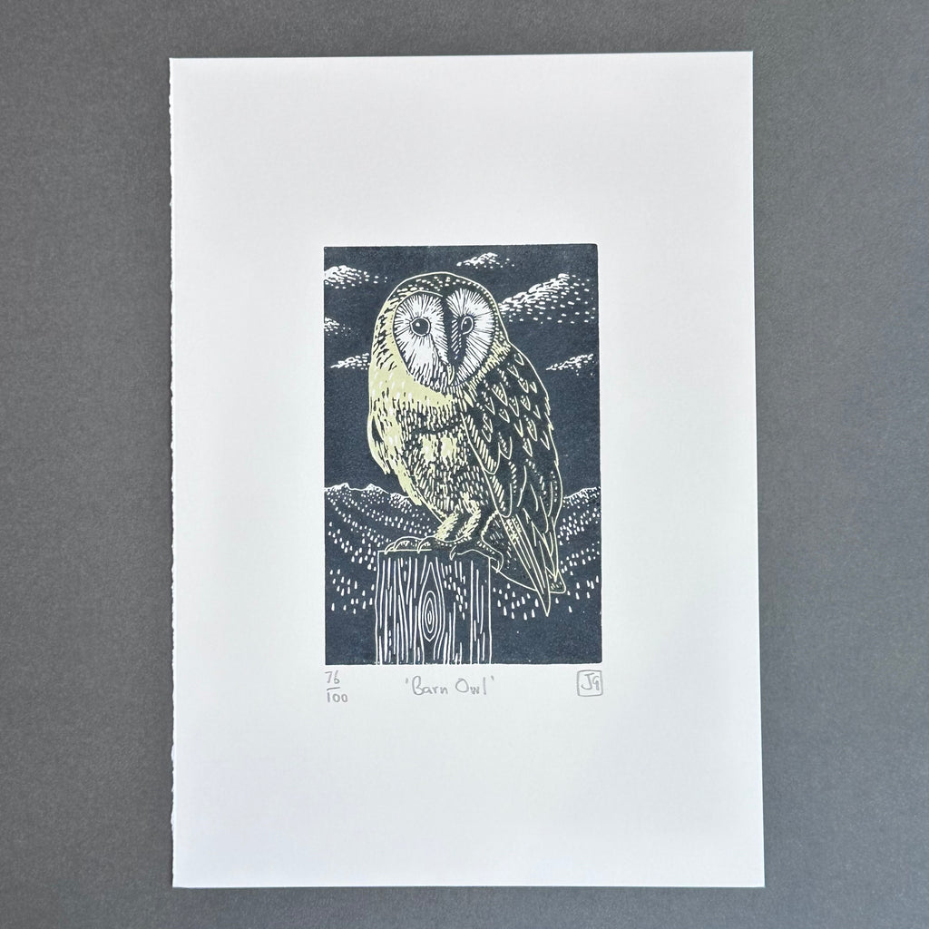 A4 - Barn Owl - Linocut - Unframed