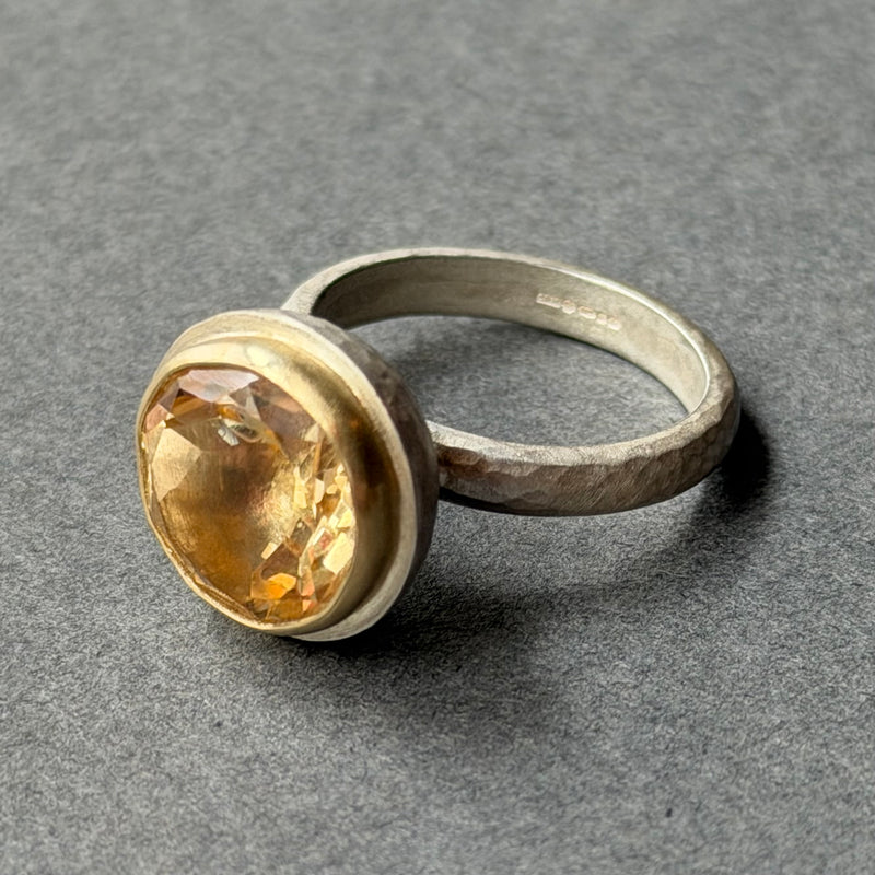 Ring - 12mm - Silver, Gold & Citrine