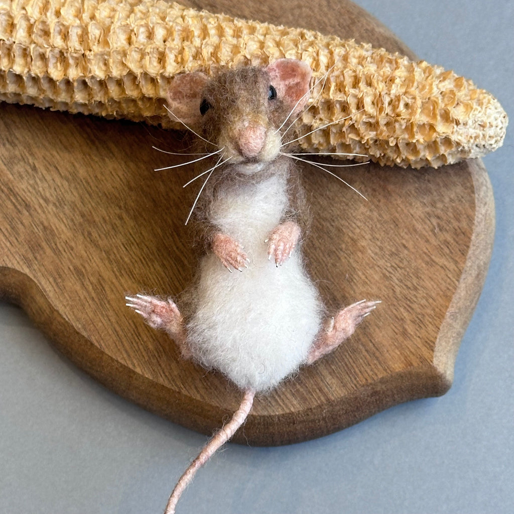 Needle Felted Mouse ‘Old Mr Abernathy & his Eaten Corn Cob’