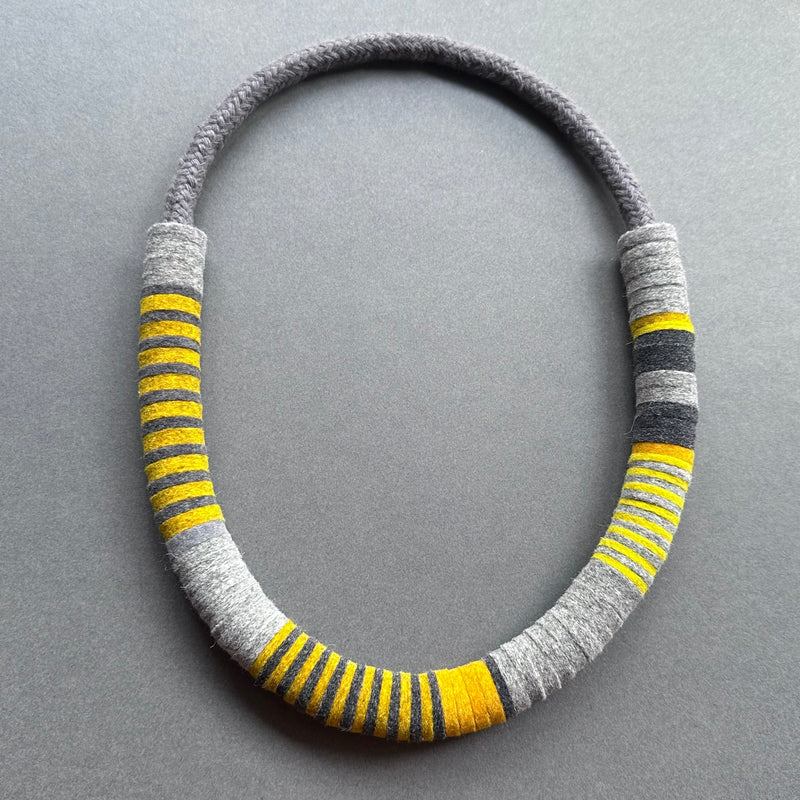 Colour Block Necklace 'Mustard & Grey'