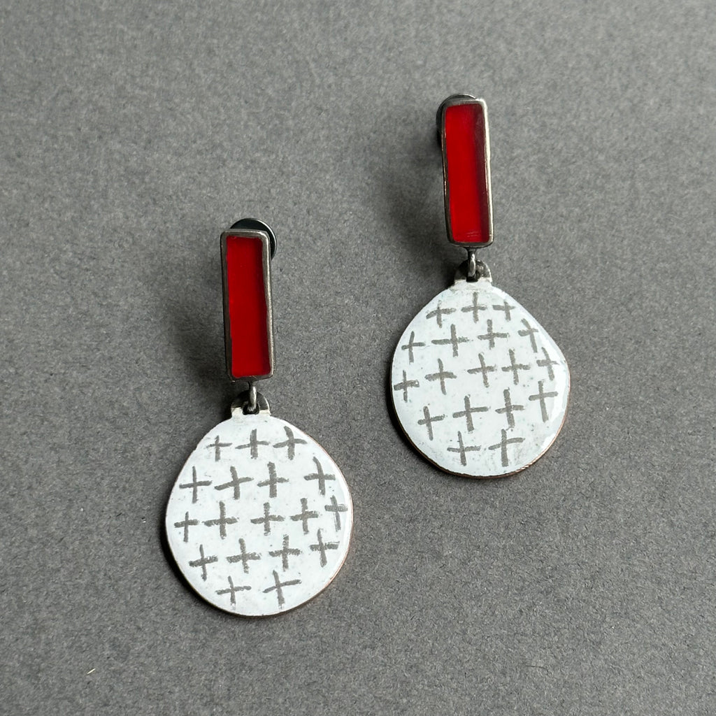 Earrings - Resin Studs with Enamel Drop