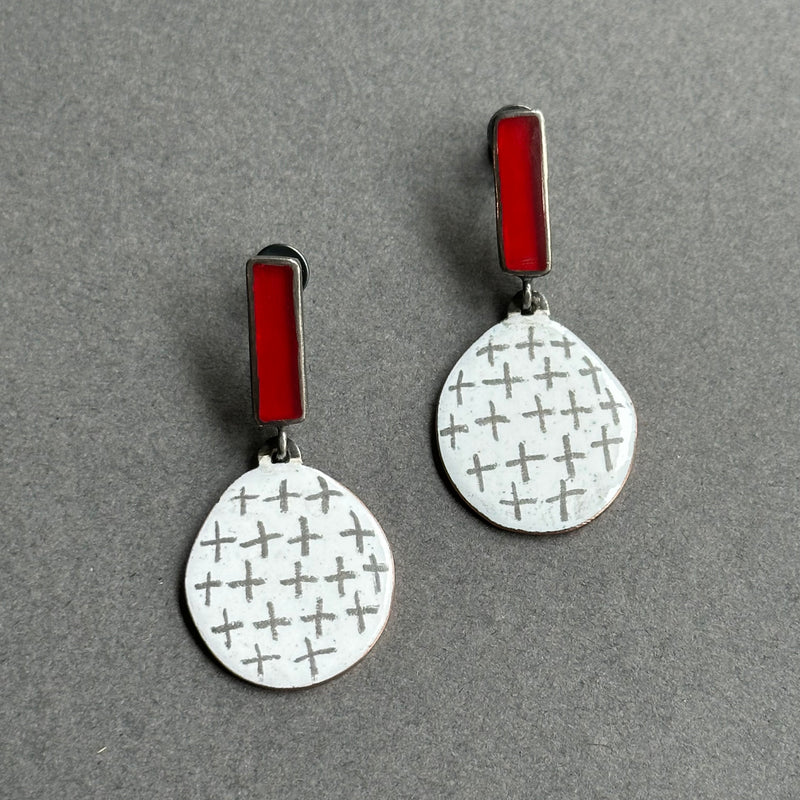 Earrings - Resin Studs with Enamel Drop