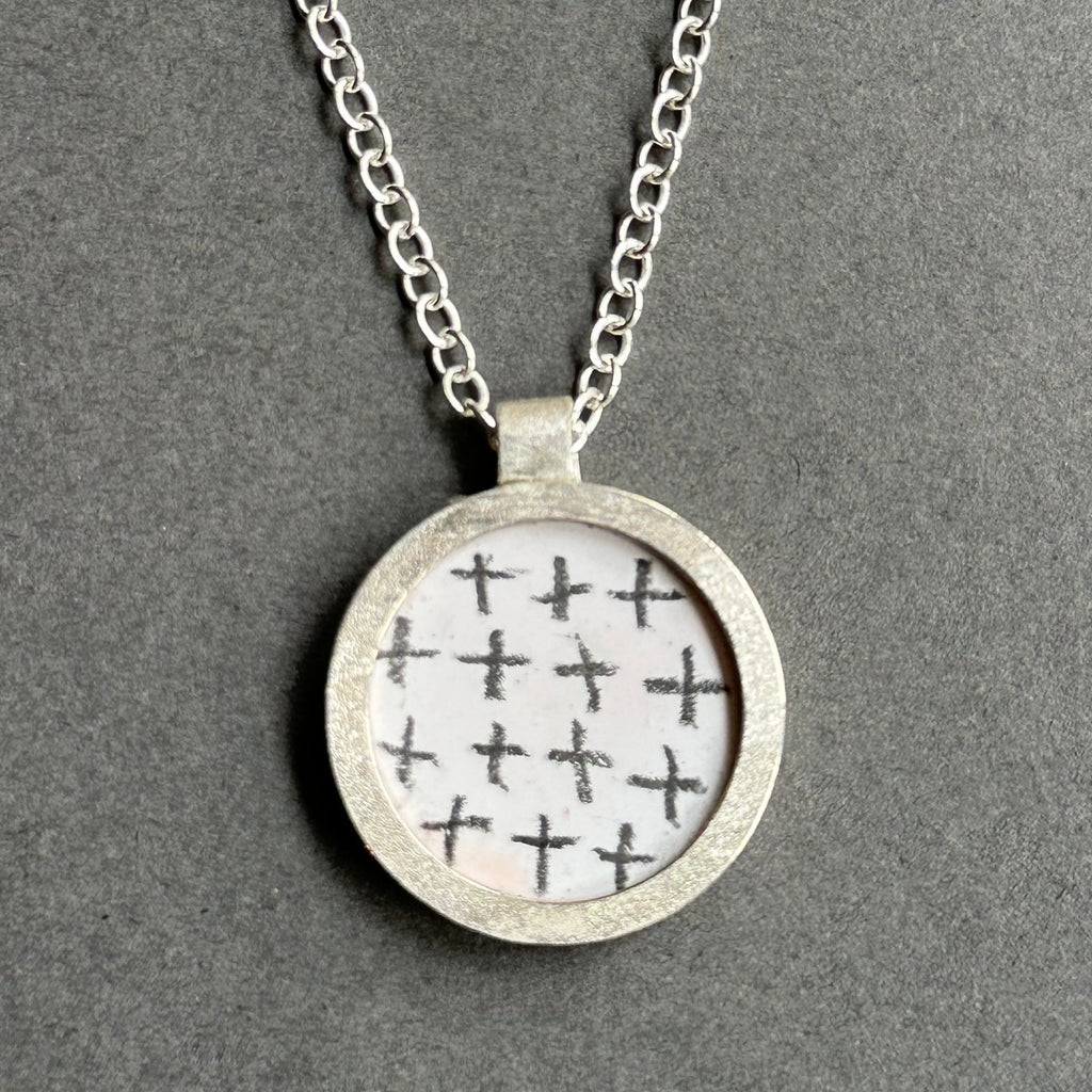 Pendant - Inset Enamel Disk - Reversible