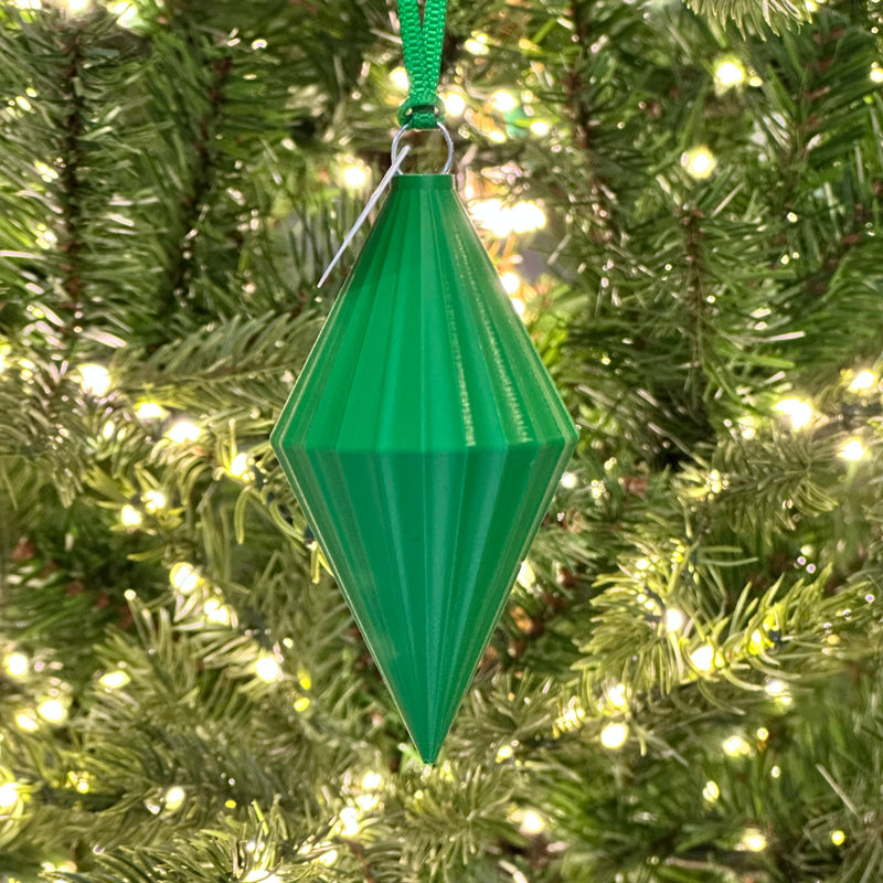3D Printed Bauble - Emerald - Diamond