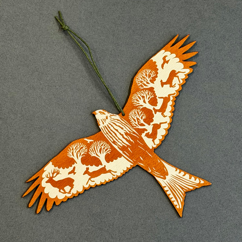 Screenprinted Wooden Decoration - Red Kite