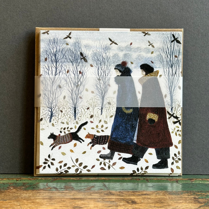 Note Pack - Set of 6 - Dee Nickerson - Bounding Forth In A Fabulous Winter Coat