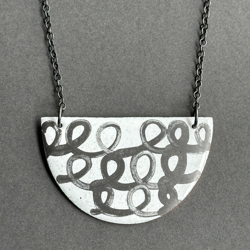 Pendant - Enamelled Half Circle