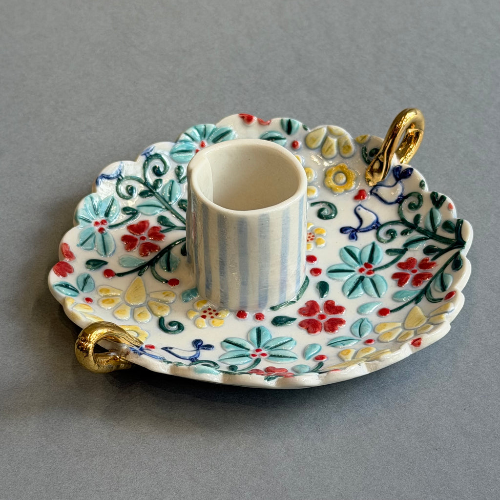 Porcelain Candle Holder with Handles