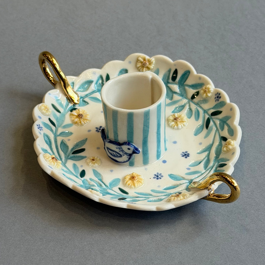 Porcelain Candle Holder with Handles